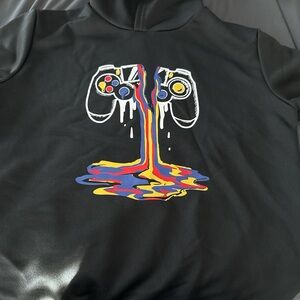 SHEIN Black Hoodie with Vibrant Controller Design